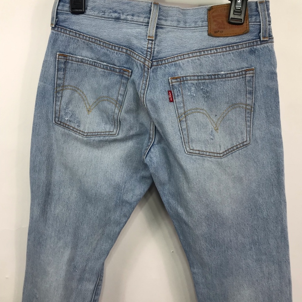 Levi’s 501 CT Light Wash Ripped Boyfriend Jeans 25 - Picture 5 of 8